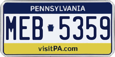 PA license plate MEB5359