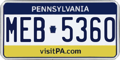 PA license plate MEB5360