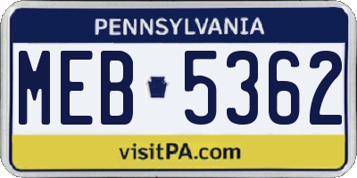 PA license plate MEB5362