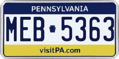 PA license plate MEB5363