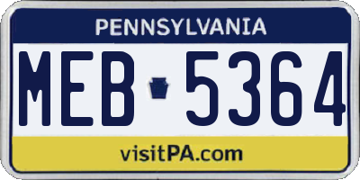 PA license plate MEB5364