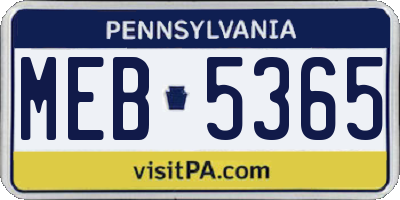 PA license plate MEB5365