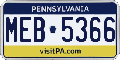 PA license plate MEB5366