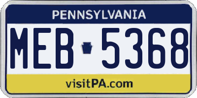 PA license plate MEB5368
