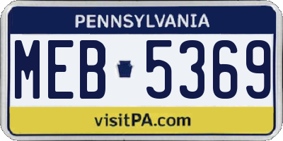 PA license plate MEB5369