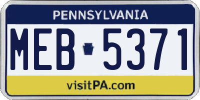 PA license plate MEB5371