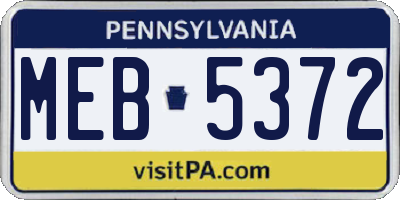 PA license plate MEB5372