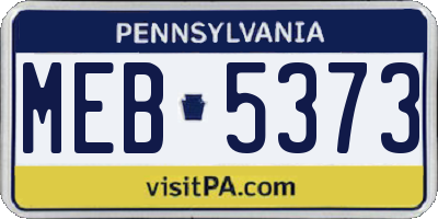 PA license plate MEB5373