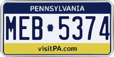 PA license plate MEB5374
