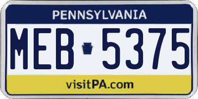 PA license plate MEB5375