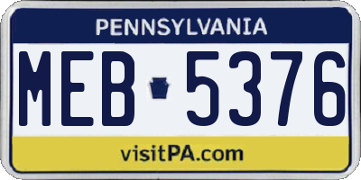 PA license plate MEB5376