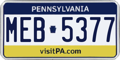PA license plate MEB5377