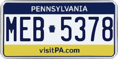 PA license plate MEB5378