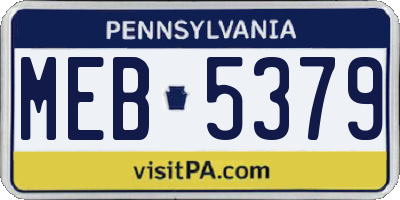 PA license plate MEB5379