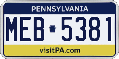 PA license plate MEB5381