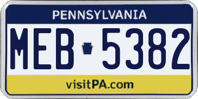 PA license plate MEB5382