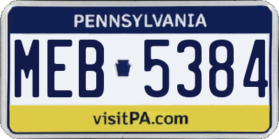 PA license plate MEB5384