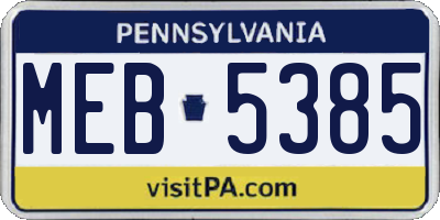 PA license plate MEB5385