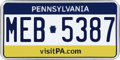 PA license plate MEB5387
