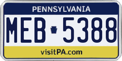 PA license plate MEB5388