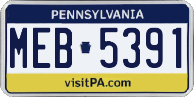 PA license plate MEB5391