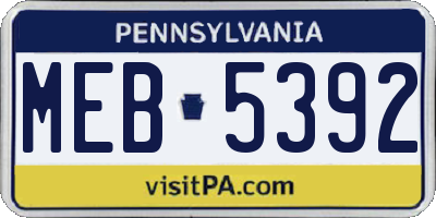 PA license plate MEB5392