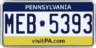 PA license plate MEB5393
