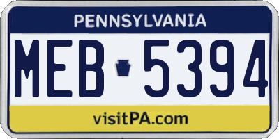 PA license plate MEB5394