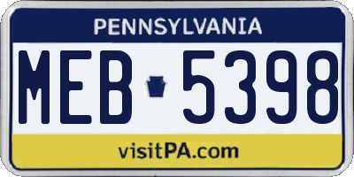 PA license plate MEB5398