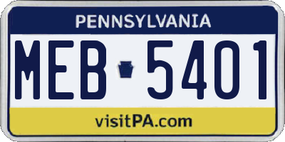 PA license plate MEB5401