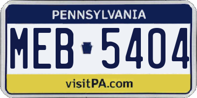 PA license plate MEB5404