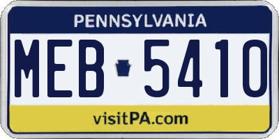 PA license plate MEB5410