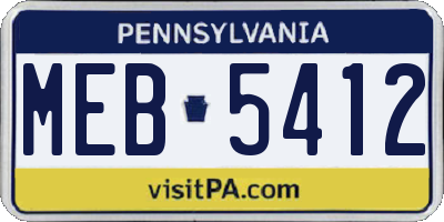 PA license plate MEB5412