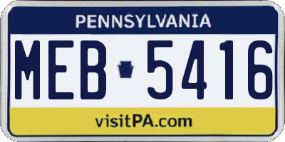 PA license plate MEB5416