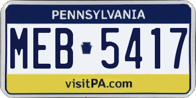 PA license plate MEB5417