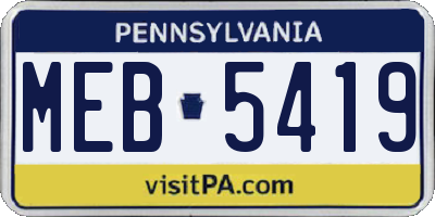 PA license plate MEB5419