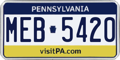 PA license plate MEB5420