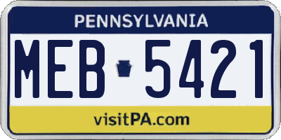 PA license plate MEB5421