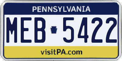 PA license plate MEB5422