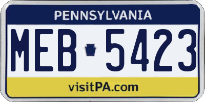 PA license plate MEB5423