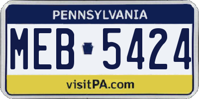 PA license plate MEB5424