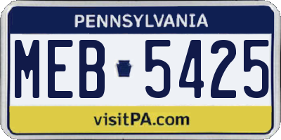 PA license plate MEB5425