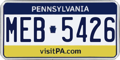 PA license plate MEB5426