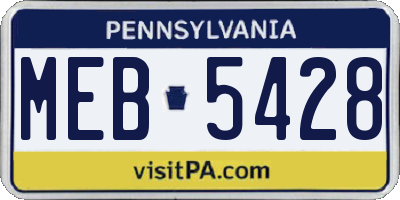 PA license plate MEB5428