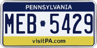 PA license plate MEB5429