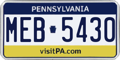 PA license plate MEB5430