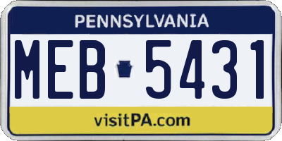 PA license plate MEB5431