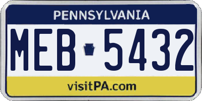 PA license plate MEB5432