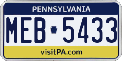 PA license plate MEB5433