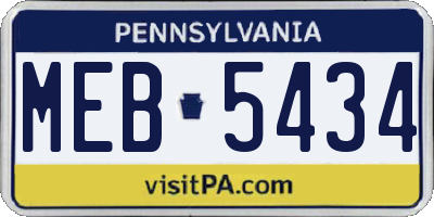 PA license plate MEB5434